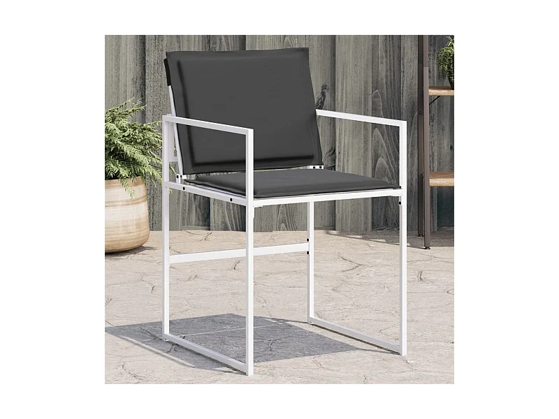 Tuinstoelen met kussens, set van 4, wit staal/textiel