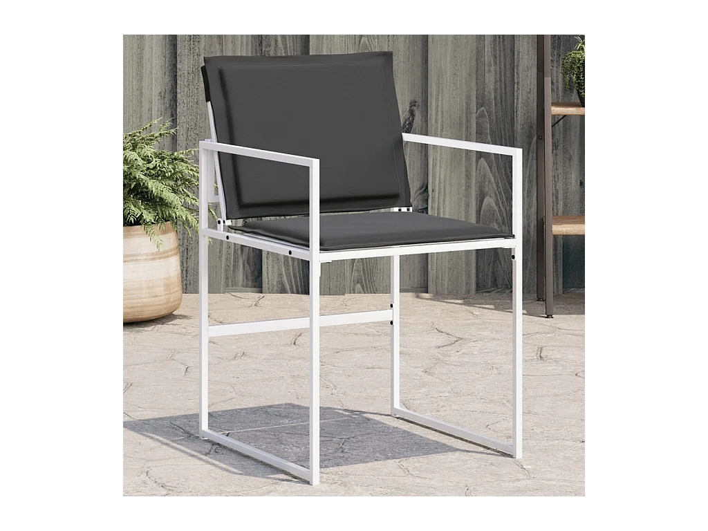Chaises de jardin avec coussins lot de 4 blanc acier/textilène