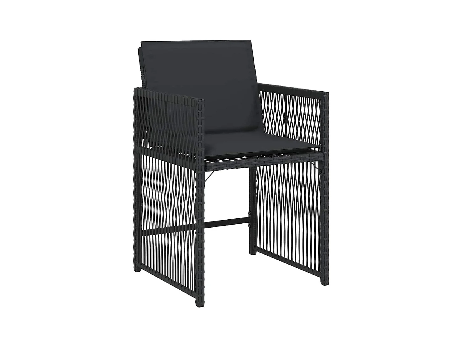 Set van 4 tuinstoelen met zwarte rieten kussens