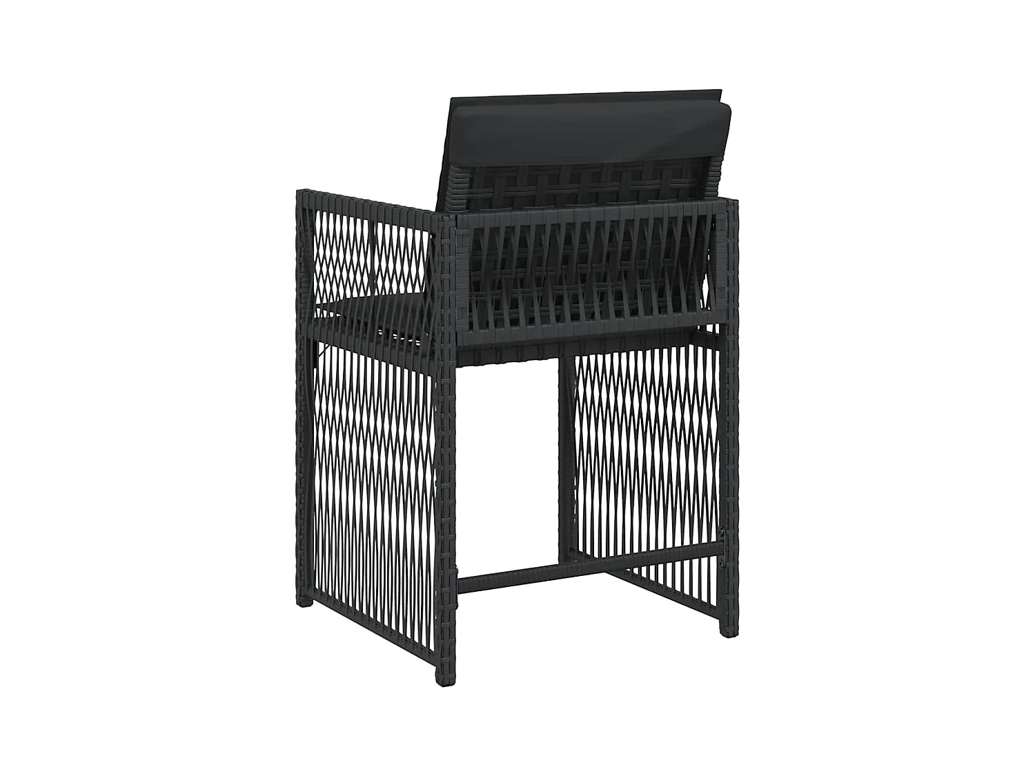 Set van 4 tuinstoelen met zwarte rieten kussens