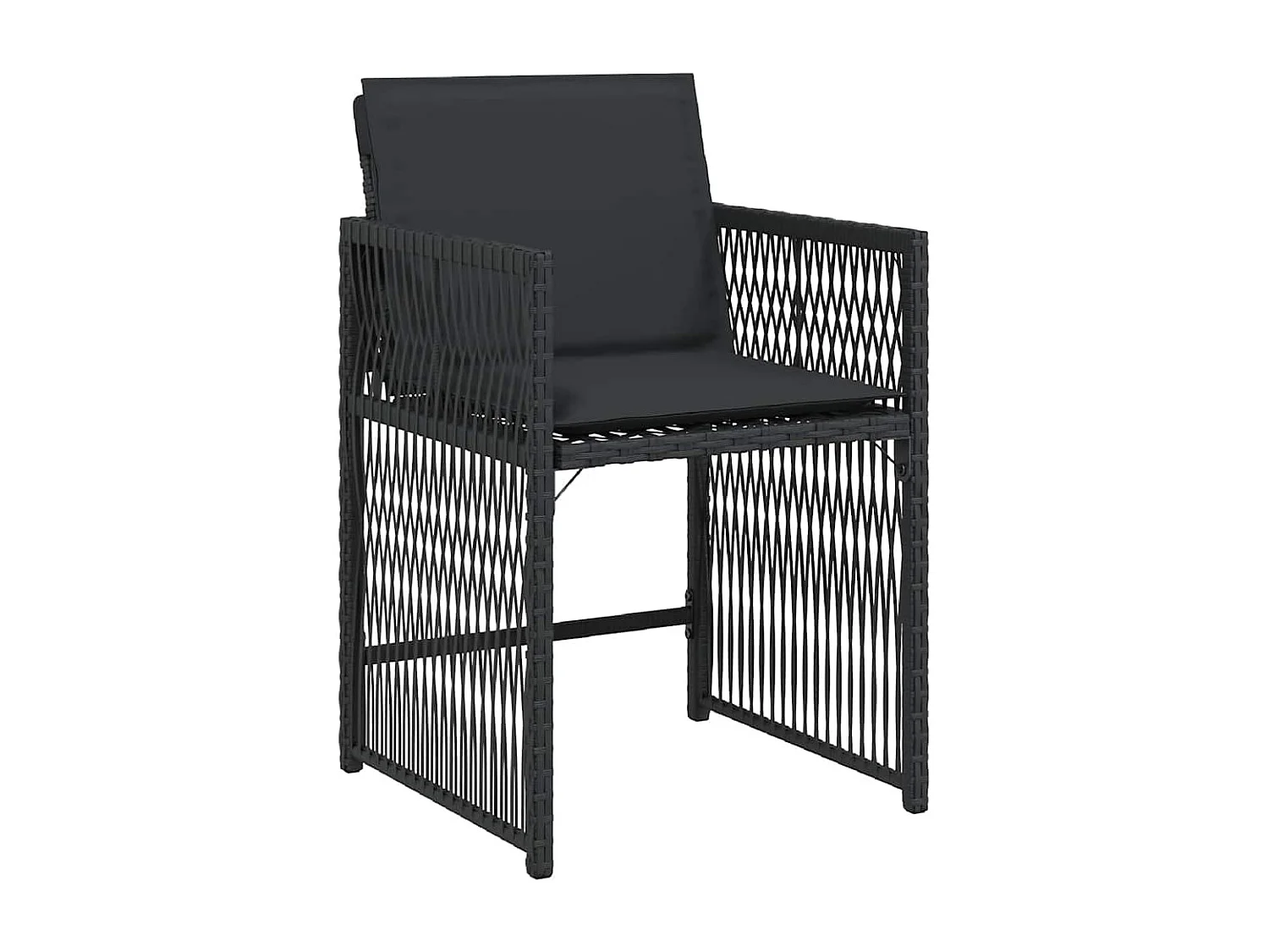 Chaises de jardin lot de 4 avec coussins noir résine tressée