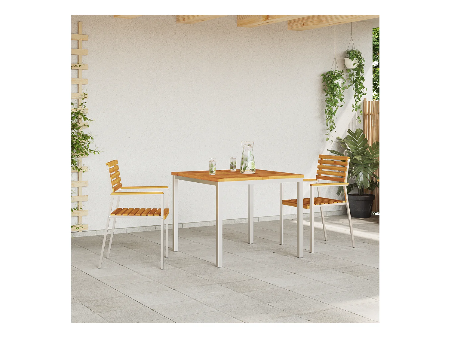 stuks stapelbare tuinstoelen van acaciahout en roestvrij staal