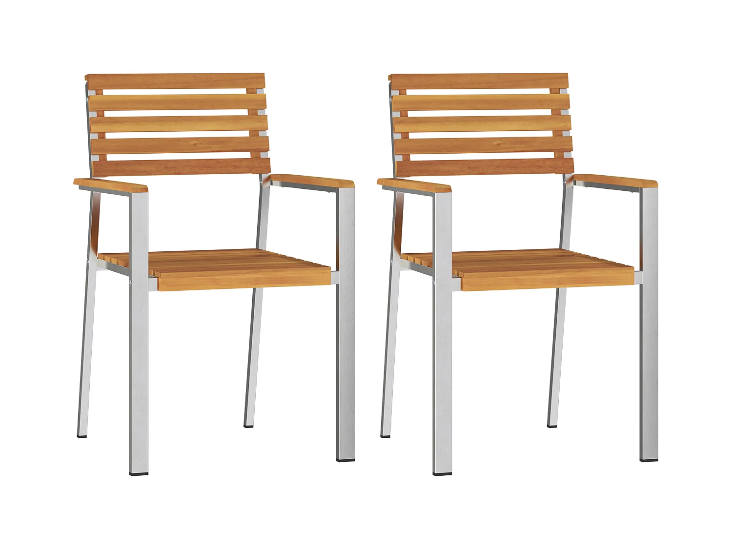 stuks stapelbare tuinstoelen van acaciahout en roestvrij staal