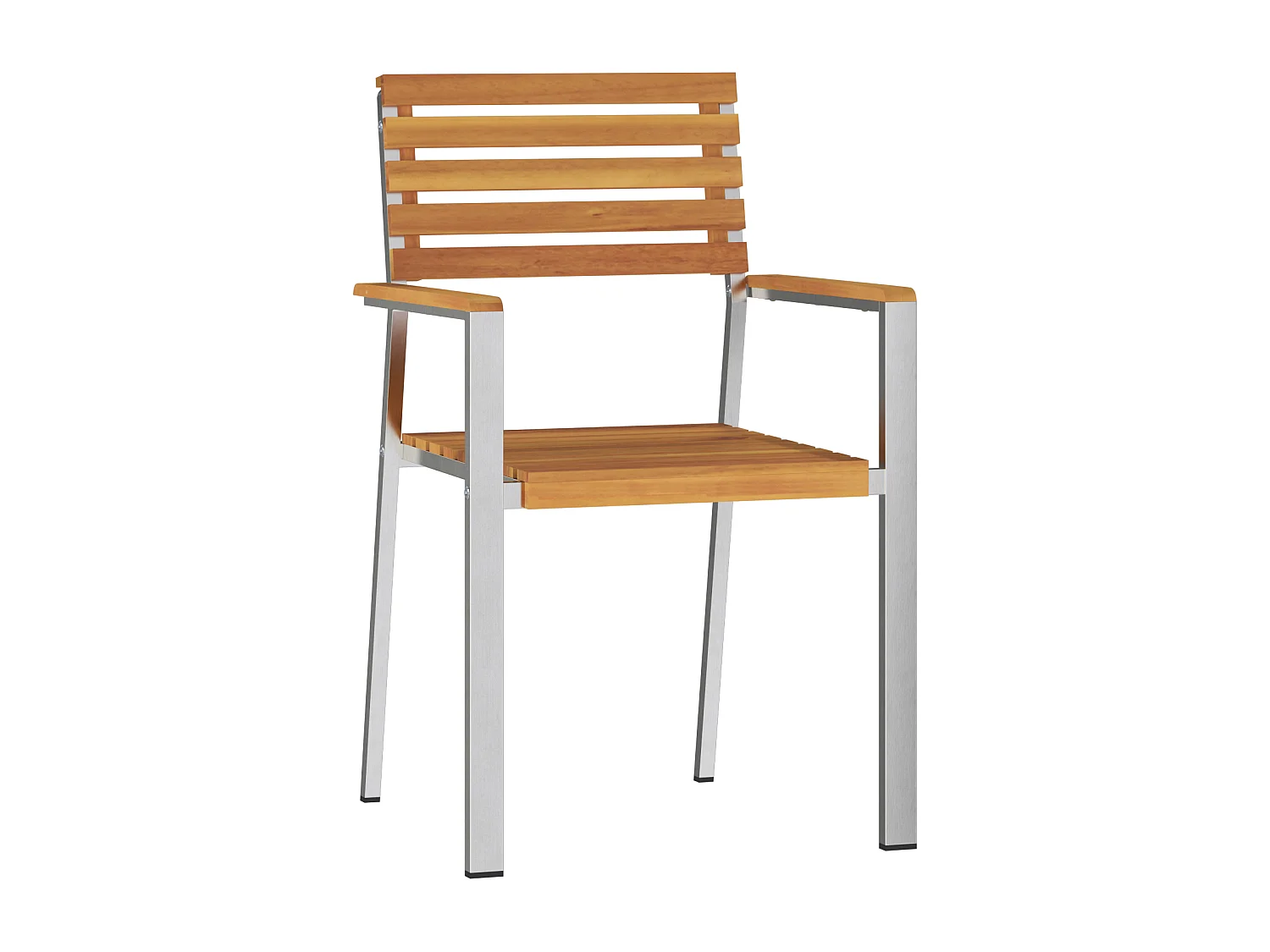 Chaises de jardin empilables 2 pcs en bois d'acacia et acier inoxydable