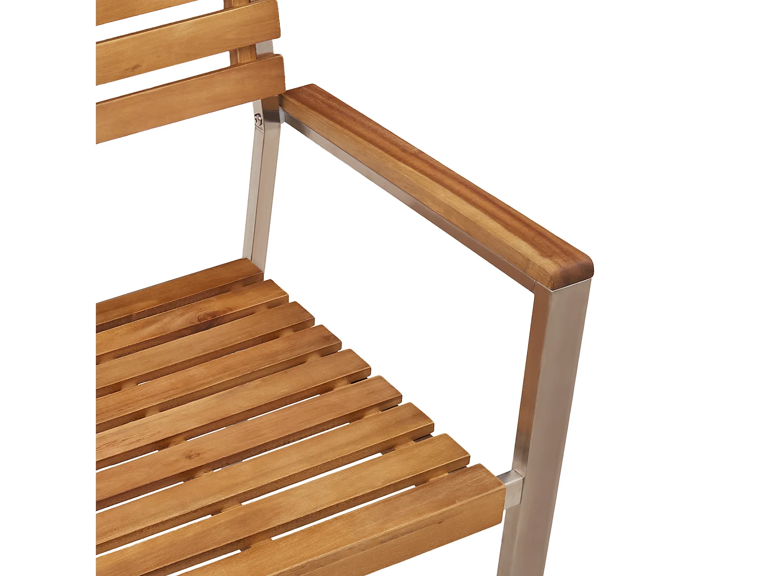 Chaises de jardin empilables 2 pcs en bois d'acacia et acier inoxydable
