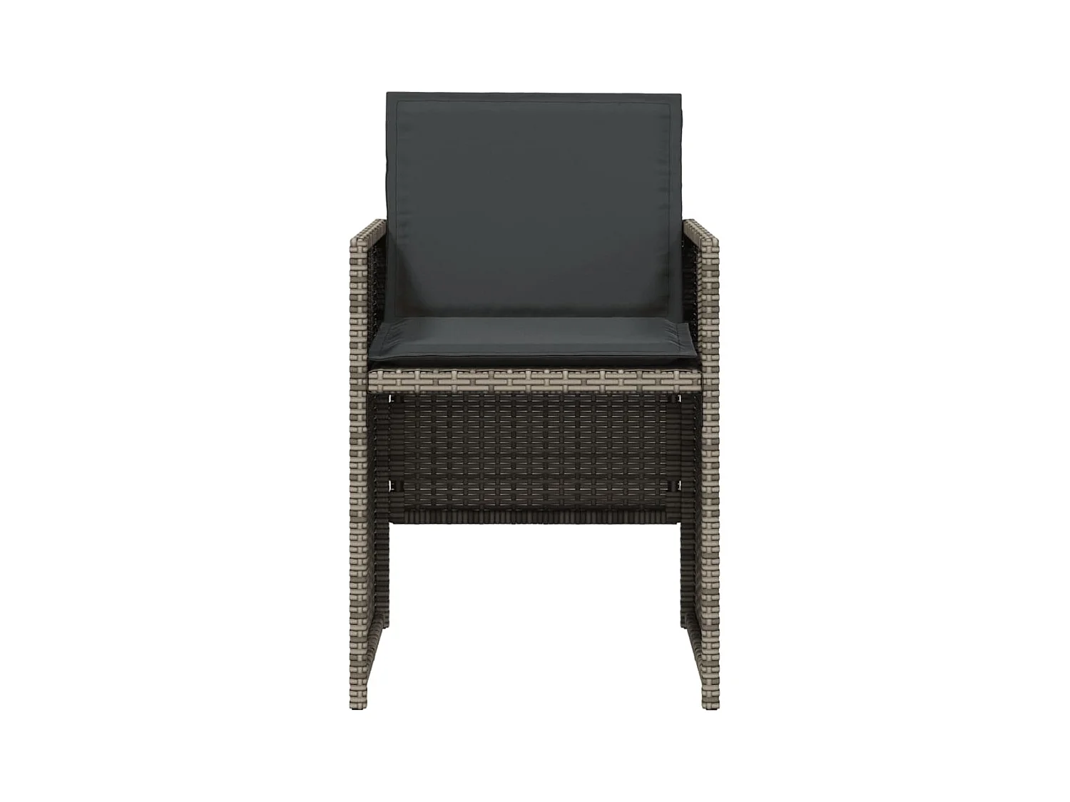 Tuinstoelen met kussens, set van 4, grijs, geweven hars