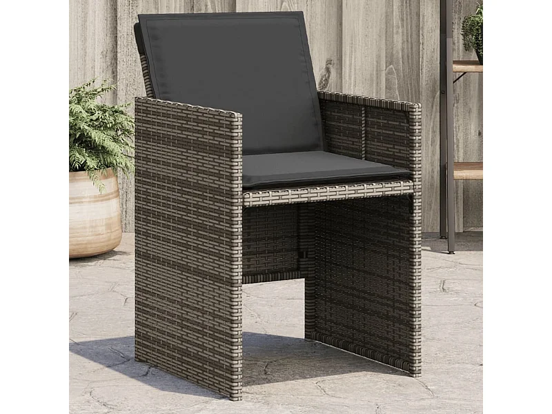 Chaises de jardin avec coussins lot de 4 gris résine tressée