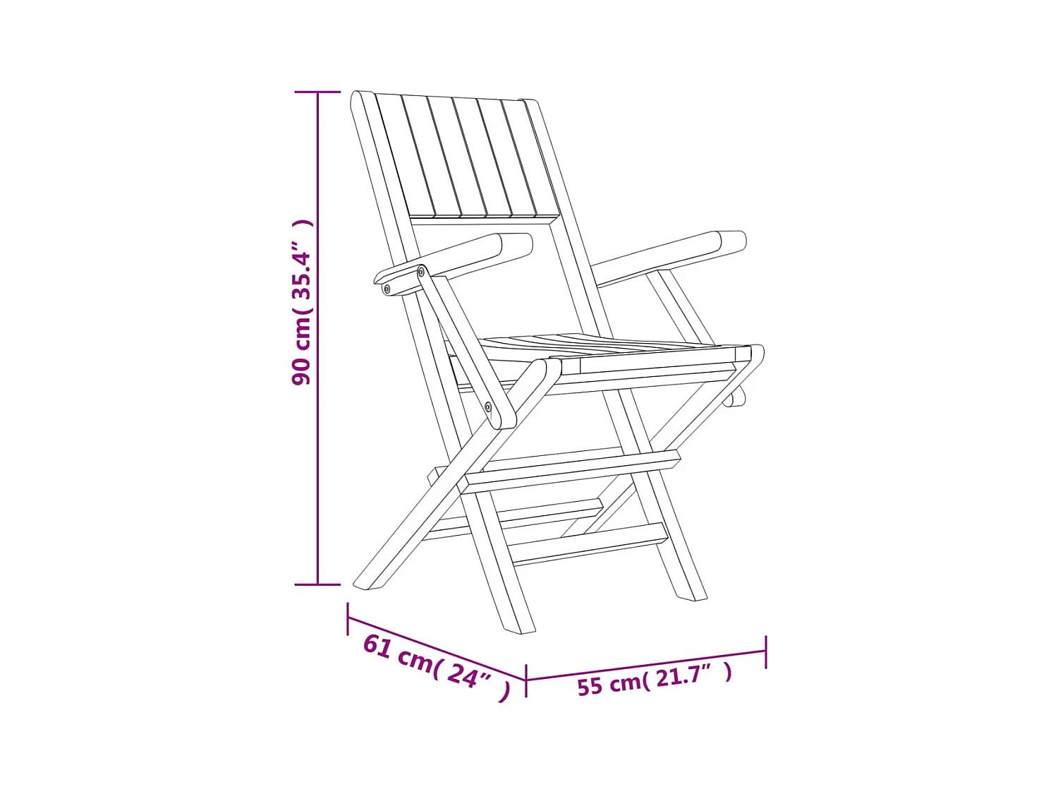 Opvouwbare tuinstoelen set van 2 55x61x90cm massief teakhout