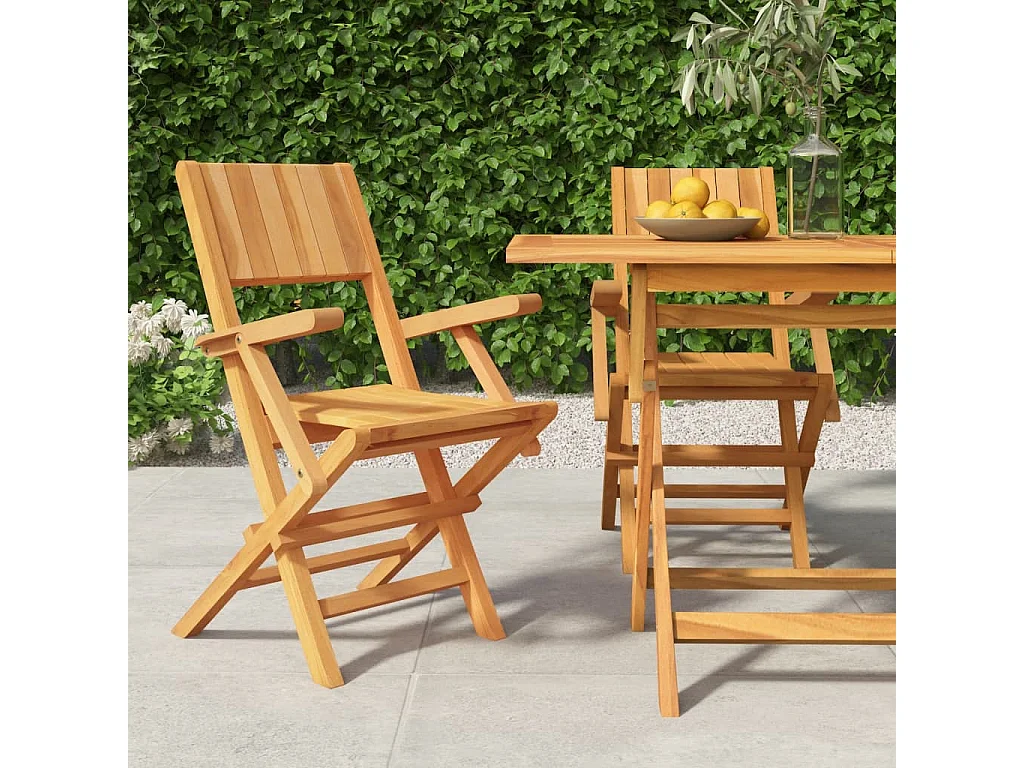 Chaises de jardin pliantes lot de 2 55x61x90cm bois massif teck