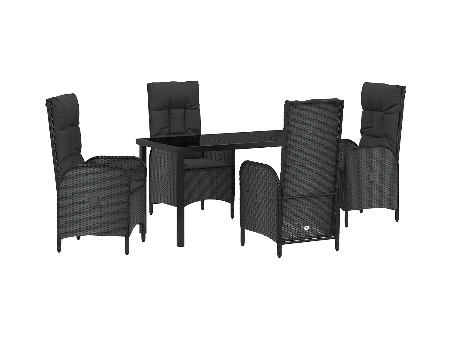 Juego de 5 sillas de jardín de ratán sintético negro