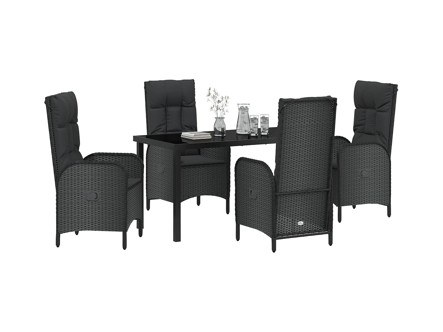 Juego de 5 sillas de jardín de ratán sintético negro