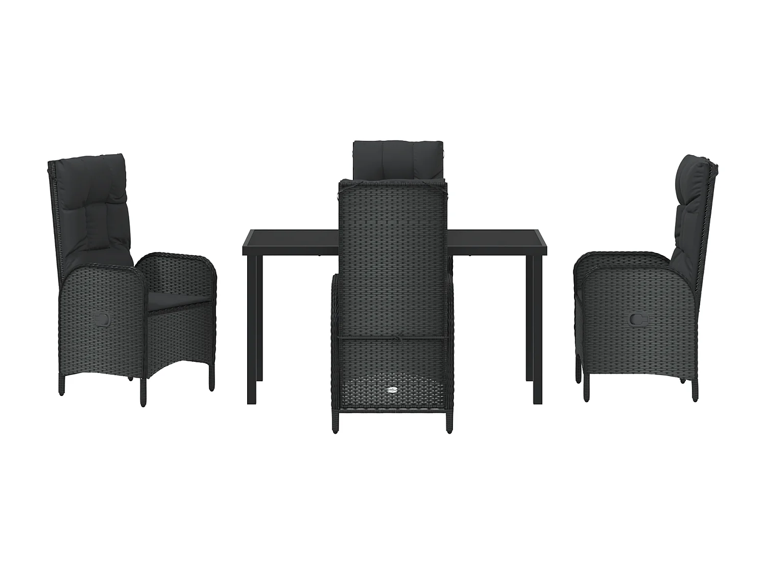 Ensemble de 5 Chaises de Jardin Noir Rotin Synthétique