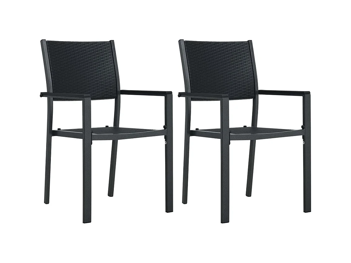 Chaises de jardin lot de 2 Noir Plastique Aspect de rotin