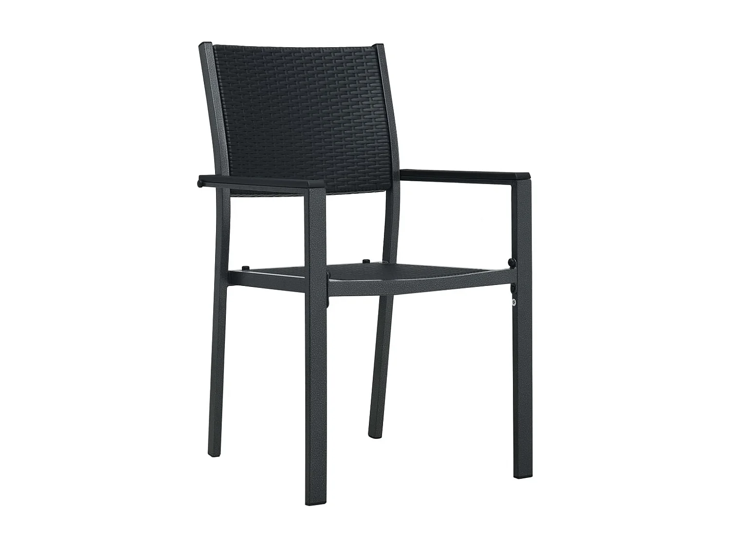 Gartenstühle 2er Set Schwarz Kunststoff Rattan Optik