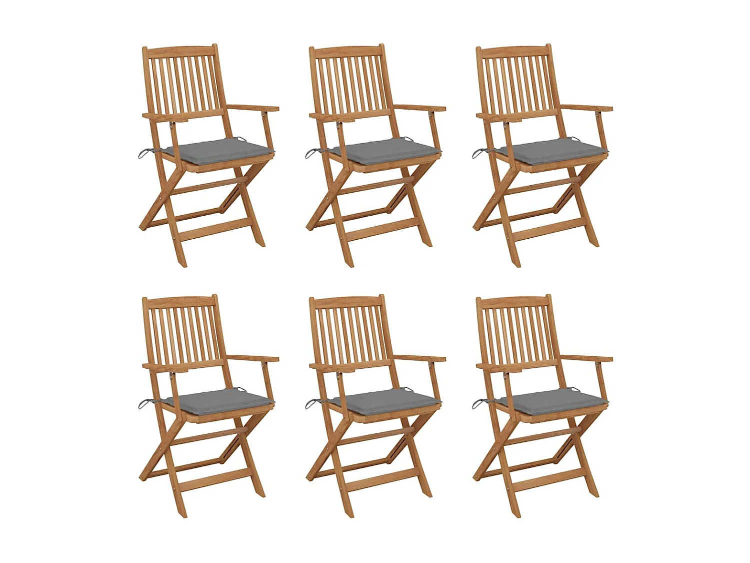Chaises pliables de jardin lot de 6 avec coussins Bois d'acacia