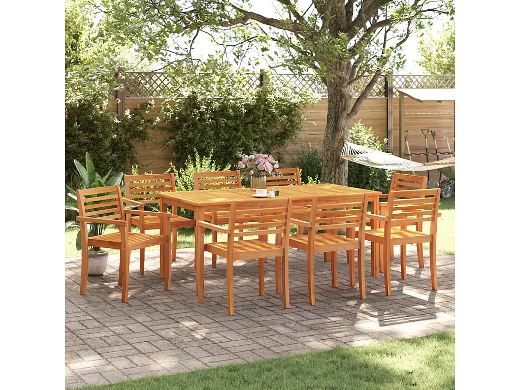 Chaises de jardin lot de 8 59x55x85 bois massif d'acacia