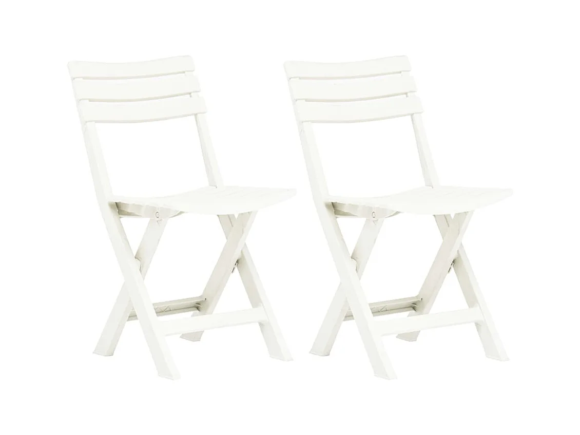 Set di 2 sedie pieghevoli da giardino in plastica bianca