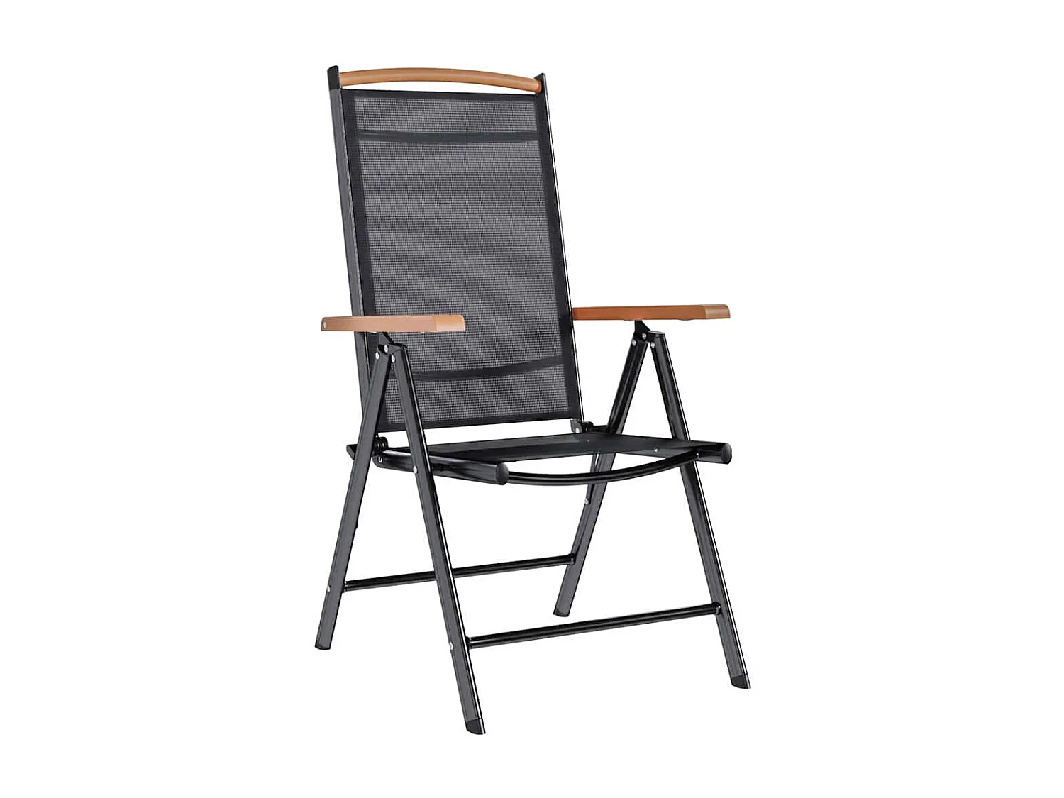 Juego de 4 sillas de jardín plegables de aluminio y textilene negro