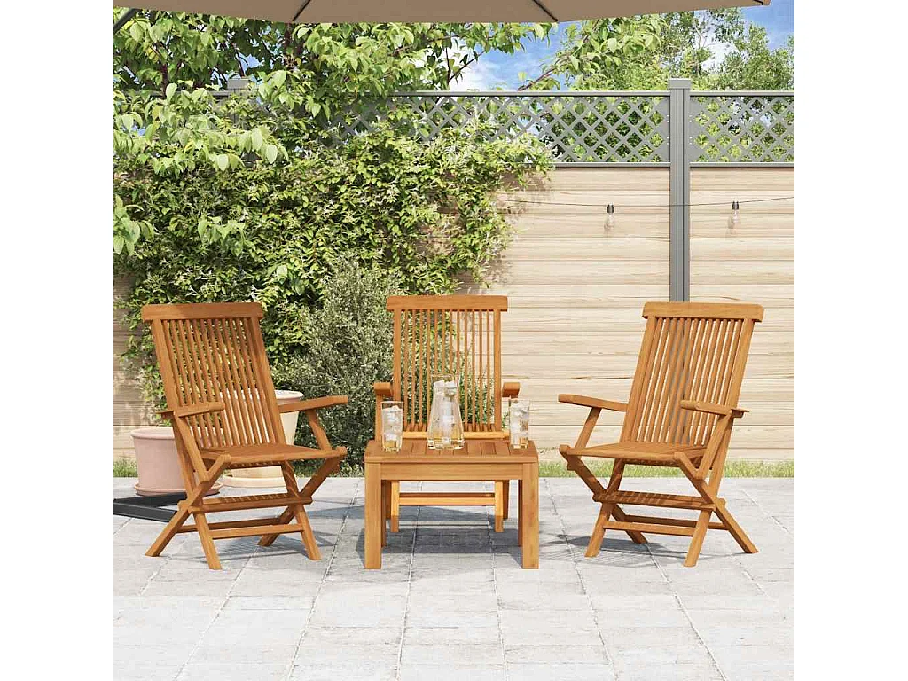 Set di 3 sedie da giardino in legno massello di teak