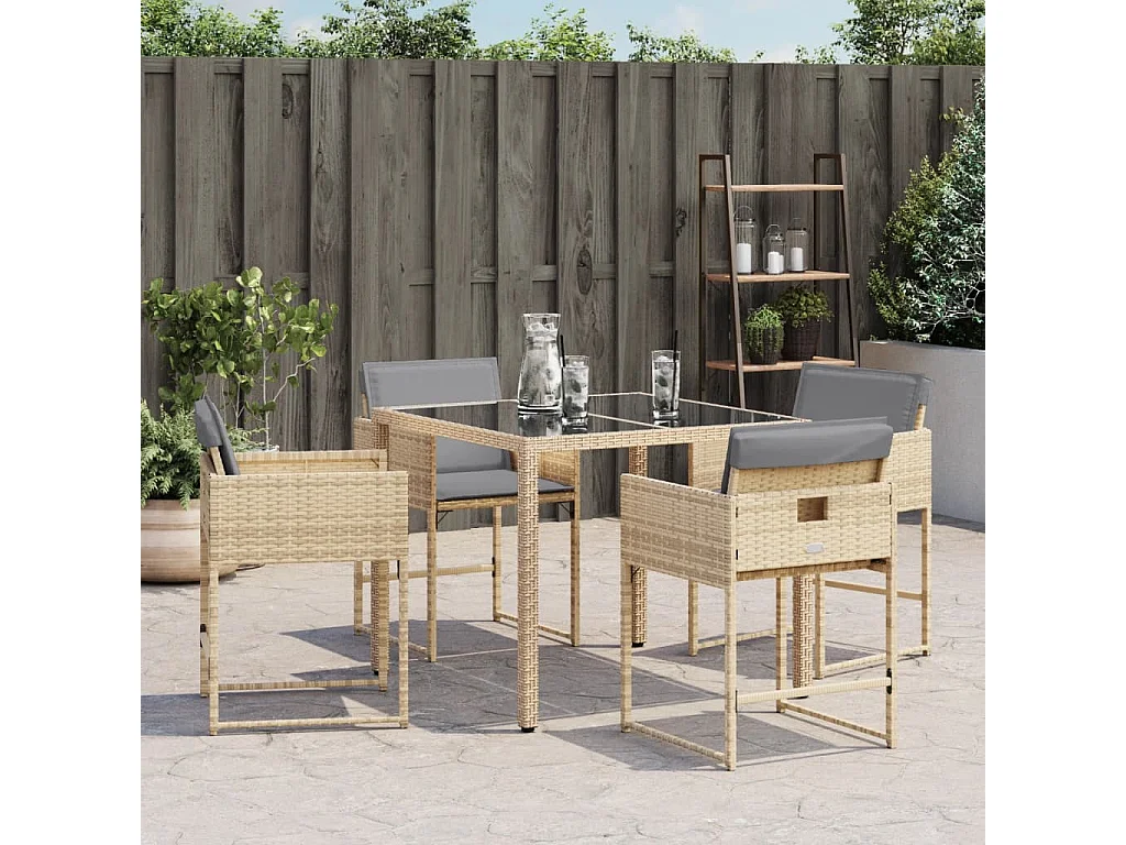 Chaises de jardin avec coussins lot de 4 mélange beige