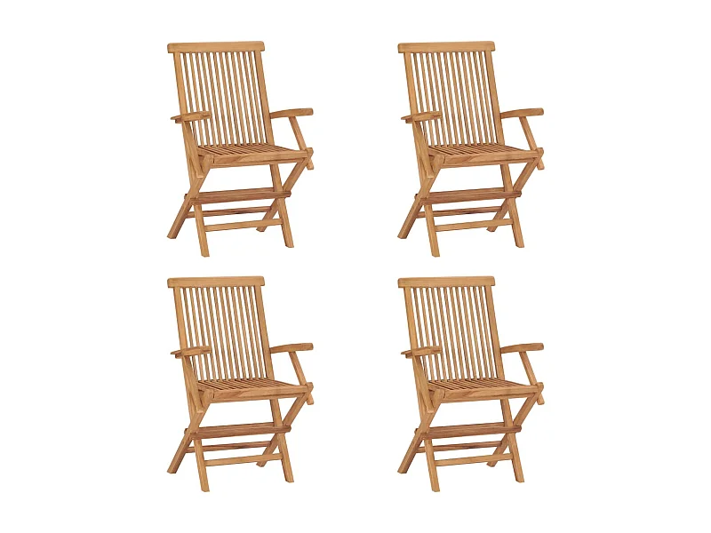 Klappbare Gartenstühle 4er Set aus massivem Teakholz