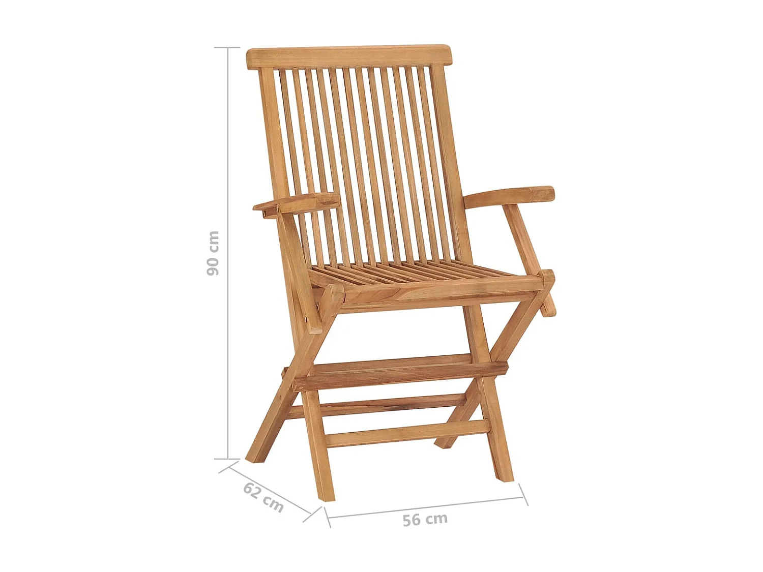 Juego de 4 sillas de jardín plegables de madera maciza de teca