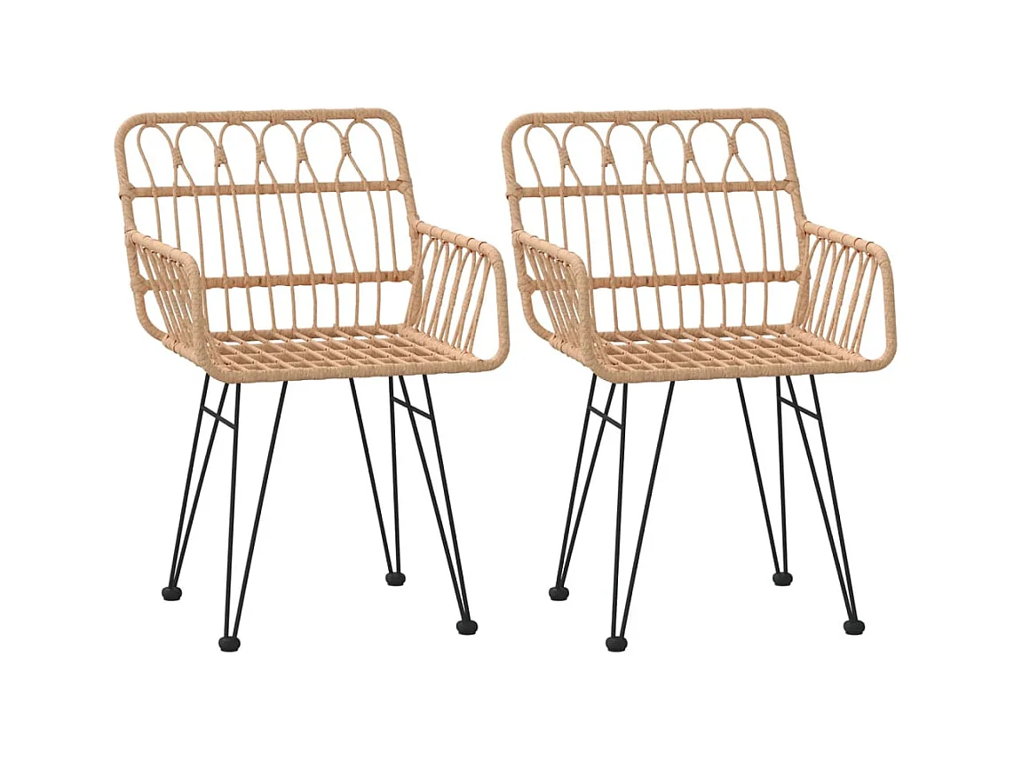 Tuinstoelen set van 2 armleuningen 56x64x80 cm Hars riet