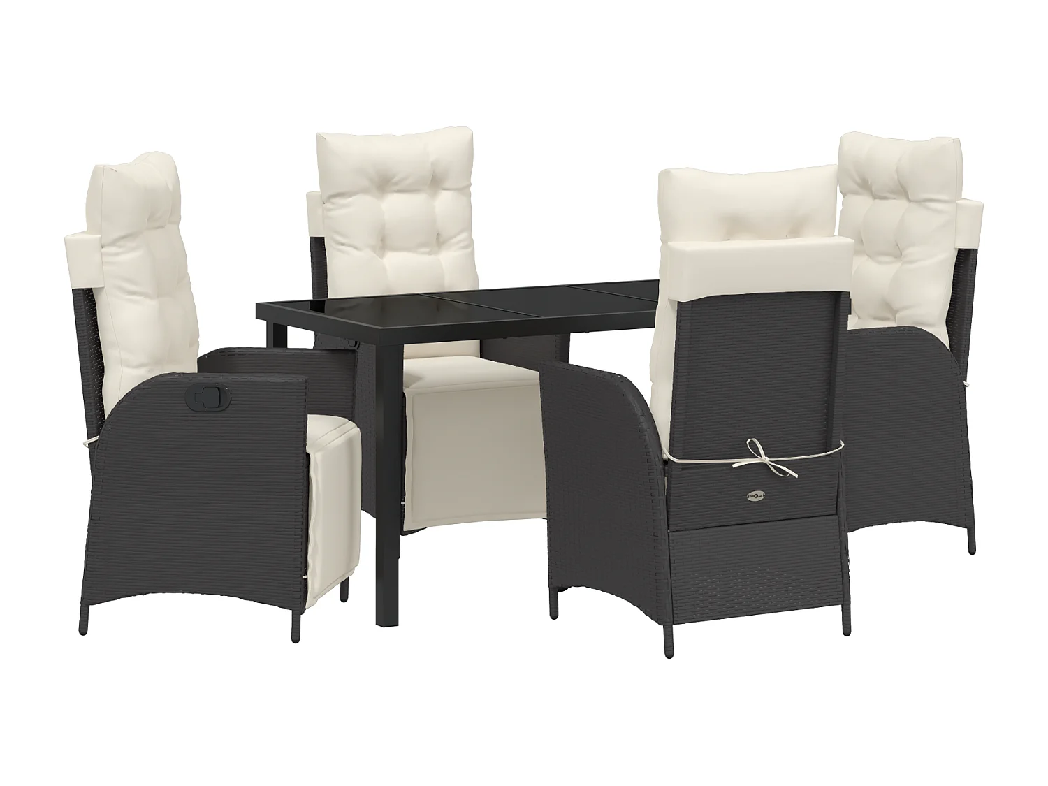 Ensemble de 5 Chaises de Jardin en Rattan Noir