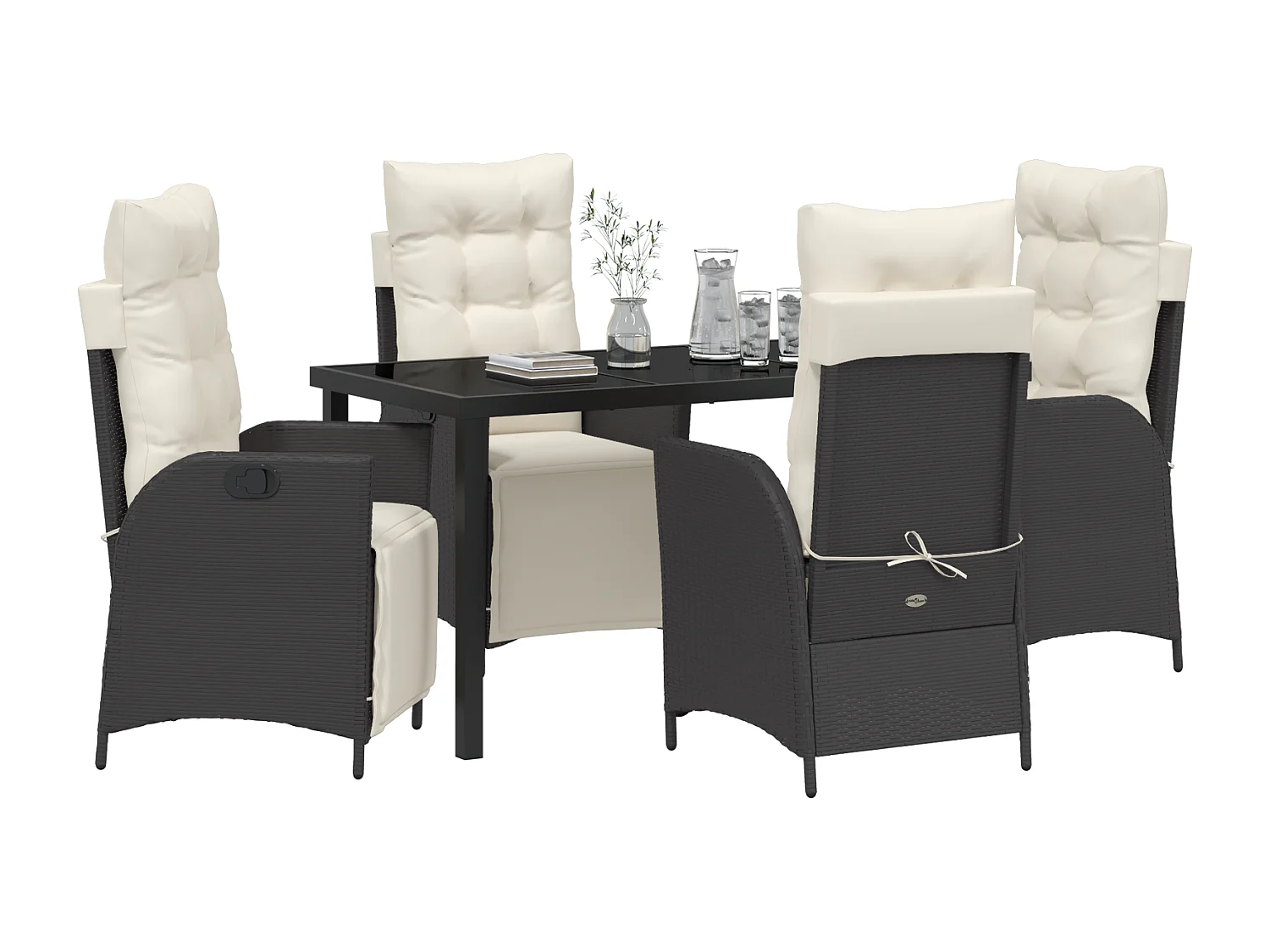 Ensemble de 5 Chaises de Jardin en Rattan Noir