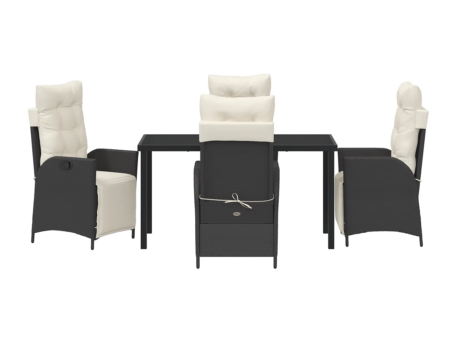 Ensemble de 5 Chaises de Jardin en Rattan Noir