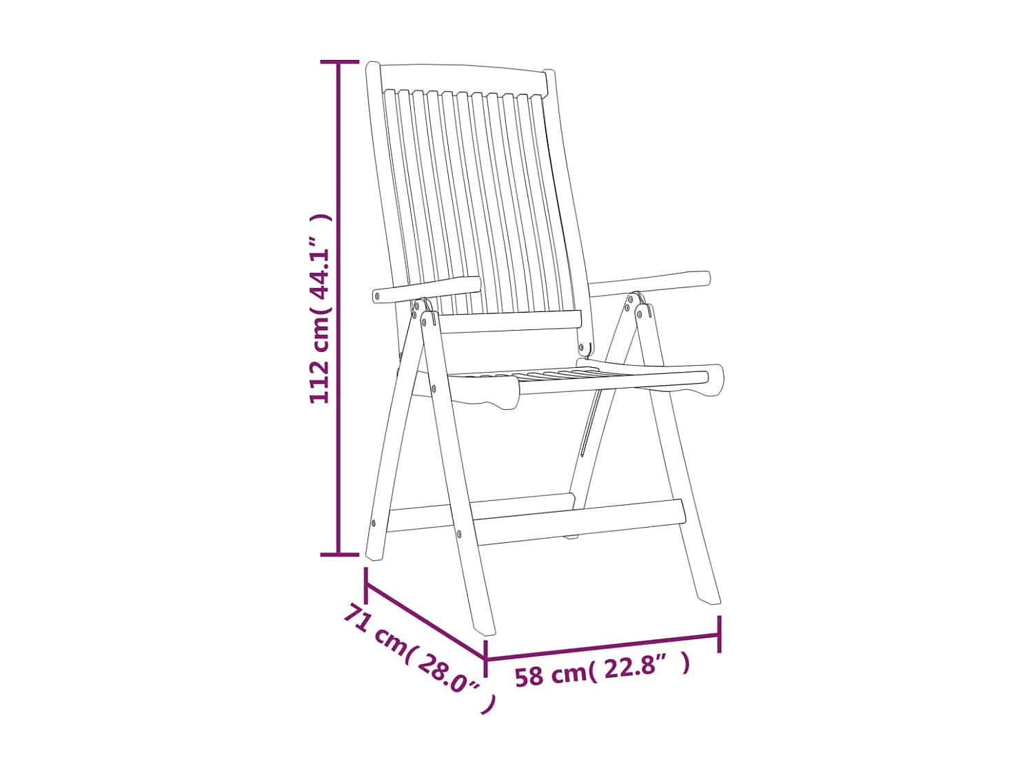 Chaises de jardin pliables lot de 4 Bois d'eucalyptus massif