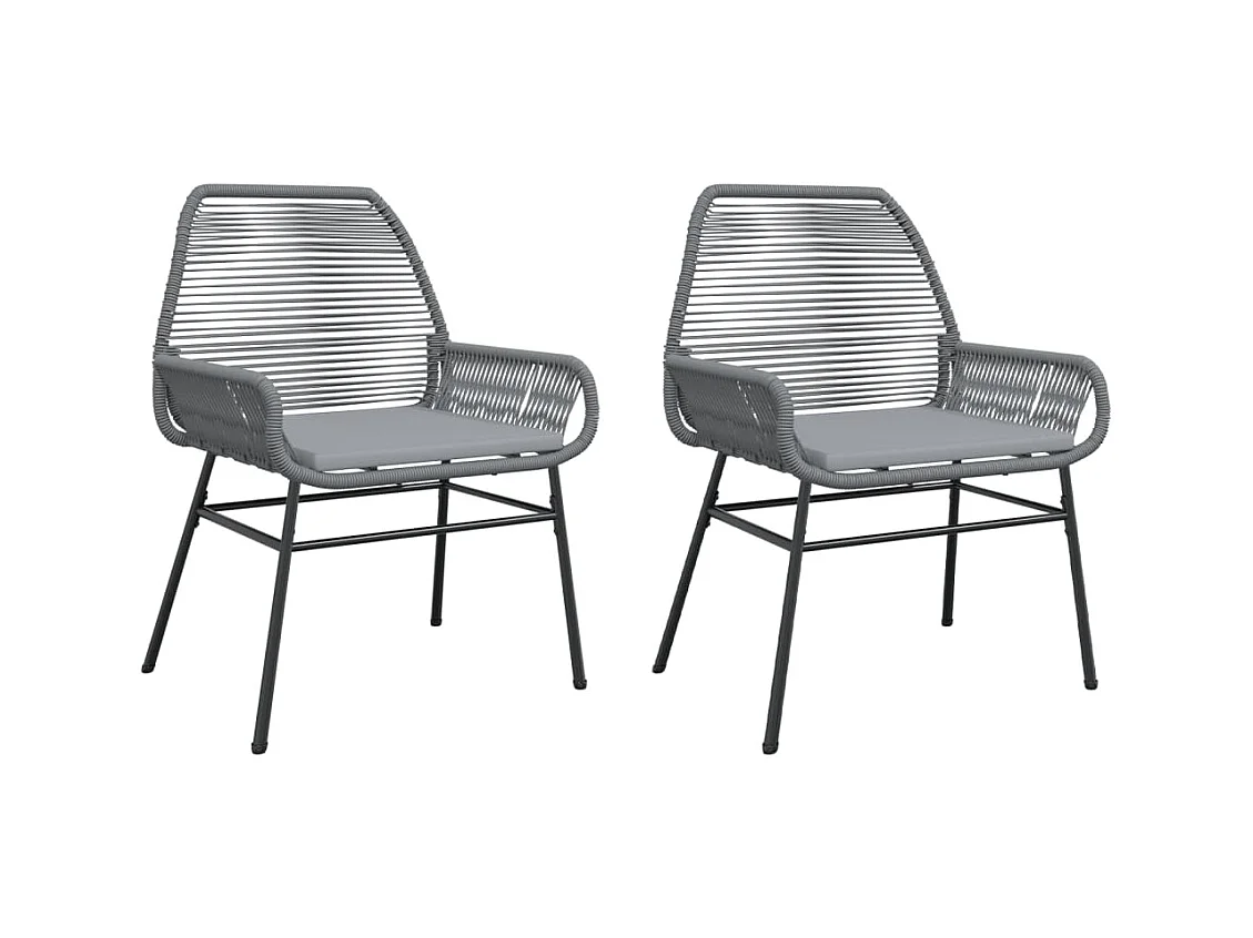 Chaises de jardin lot de 2 avec coussins gris résine tressée