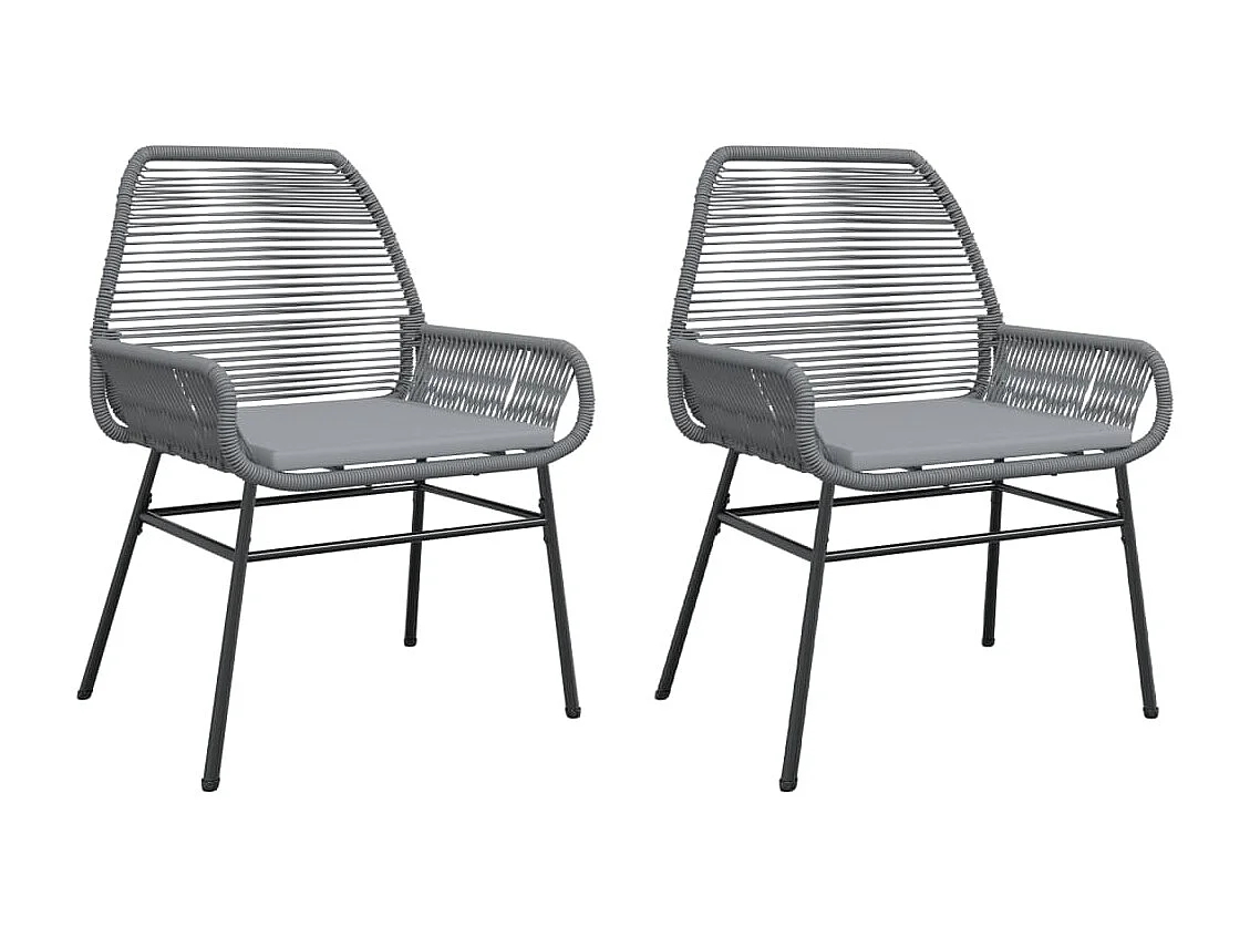 Chaises de jardin lot de 2 avec coussins gris résine tressée