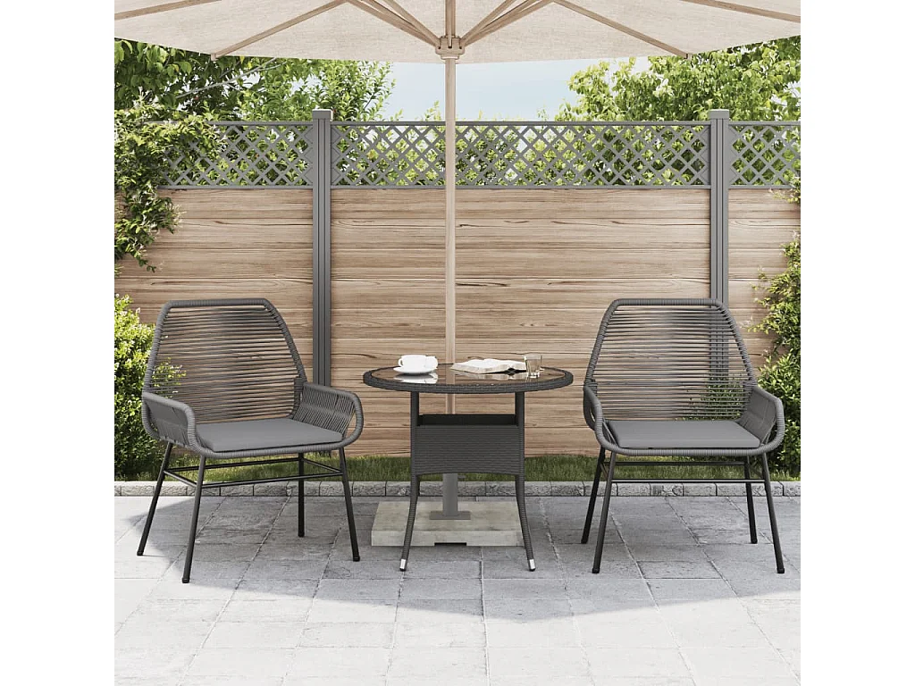 Chaises de jardin lot de 2 avec coussins gris résine tressée