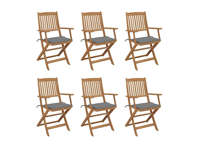 Opvouwbare tuinstoelen set van 6 met kussens Acaciahout