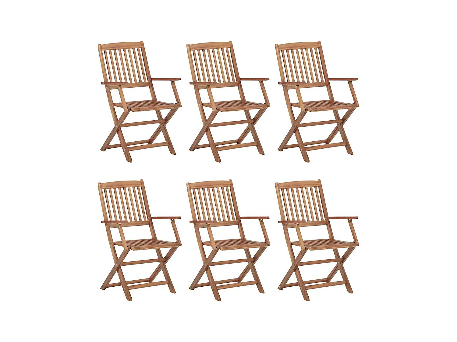 Juego de 6 sillas de jardín plegables con cojines de madera de acacia