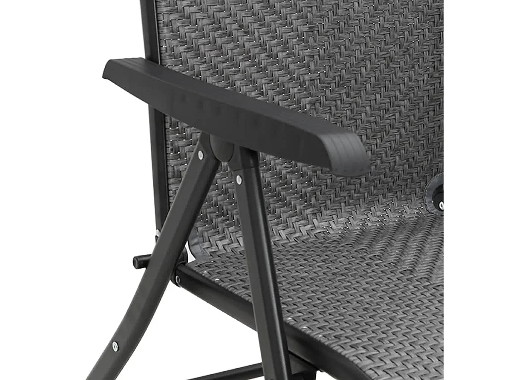 Chaises pliables de jardin lot de 4 gris résine tressée