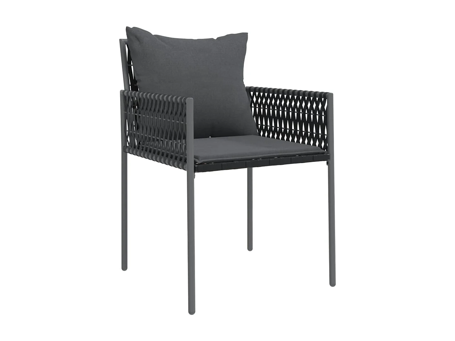 Set di 6 sedie da giardino con cuscini in rattan nero 54x61x83 cm