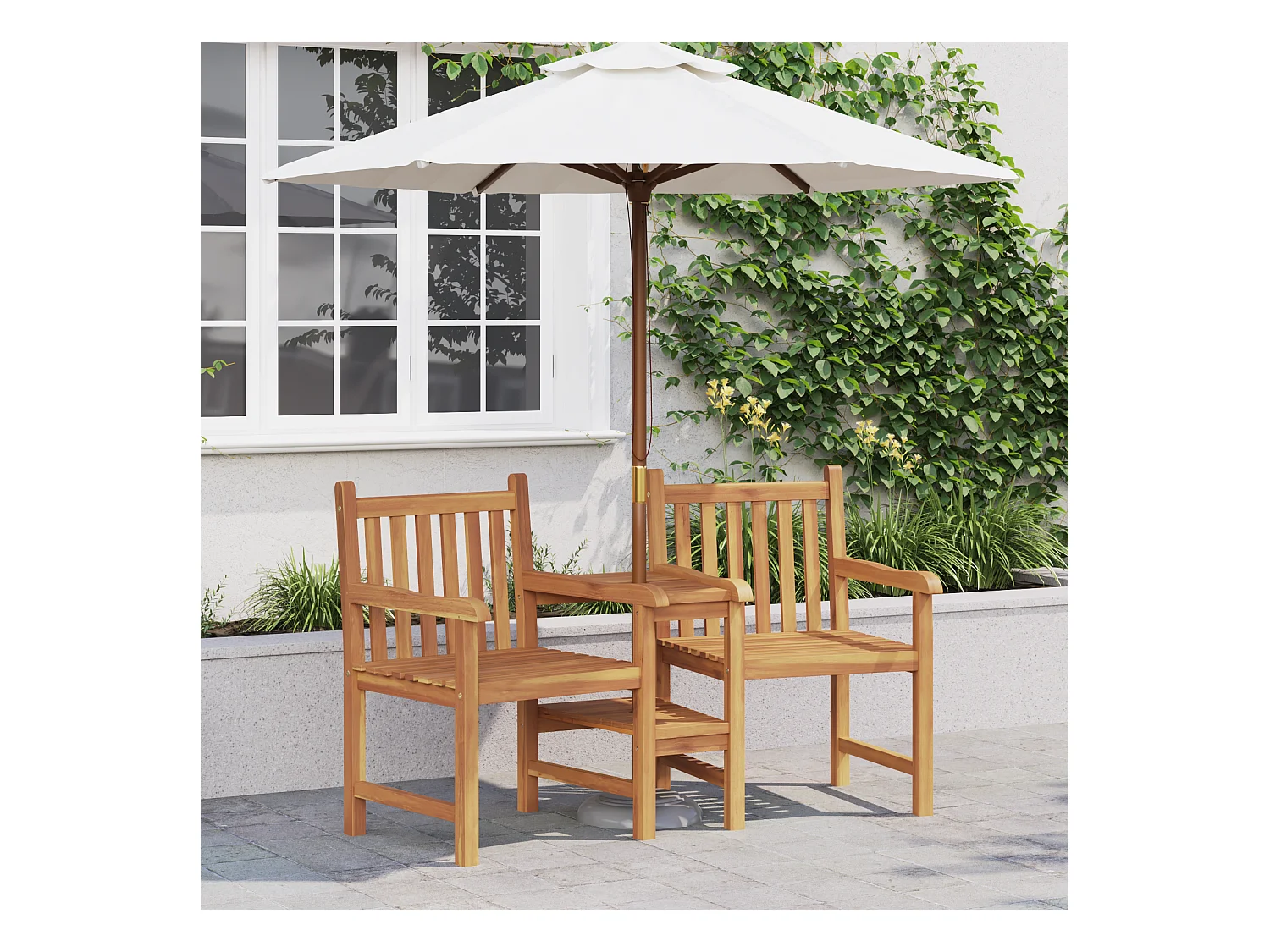 Bruine tuinstoelen 152 x 63 x 89 cm massief teakhout