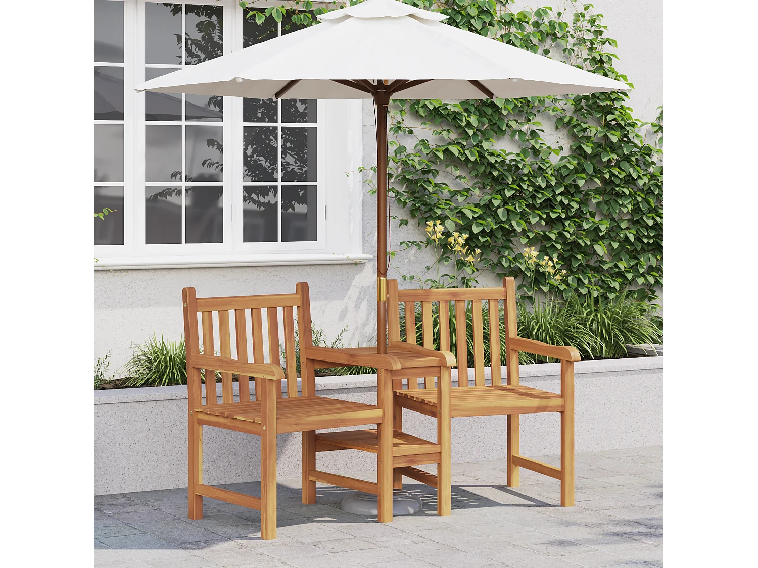 Sillas de jardín marrones 152 x 63 x 89 cm Madera maciza de teca