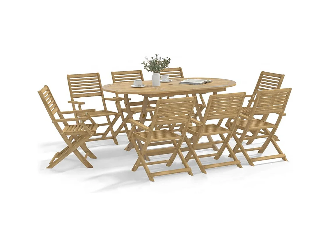 Conjunto de 6 sillas de jardín plegables de madera maciza de acacia.