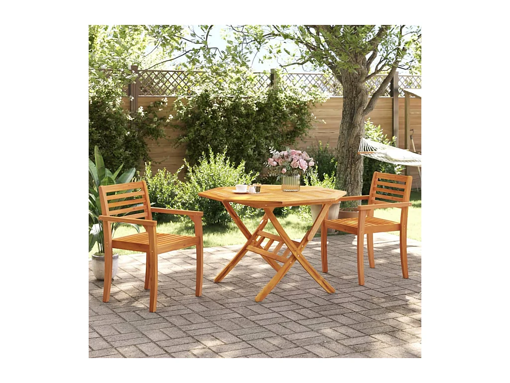 Set di 2 sedie da giardino 59x55x85 cm in legno massello di acacia