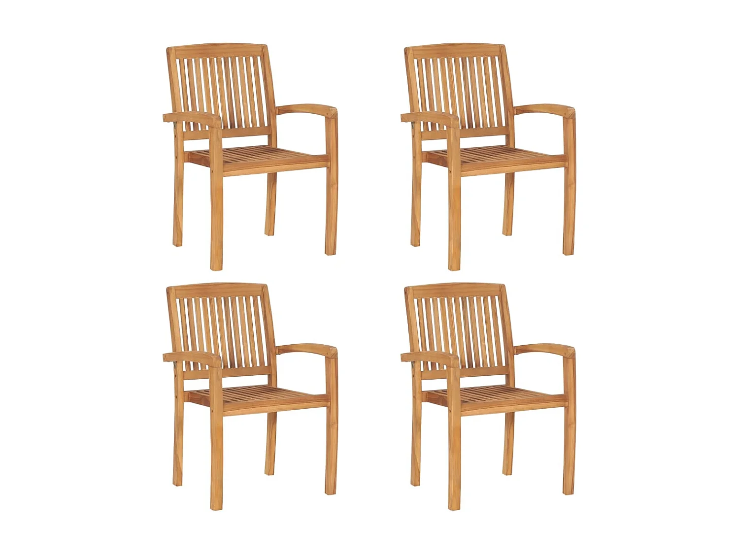 Set di 4 sedie da giardino impilabili con cuscini in teak massello