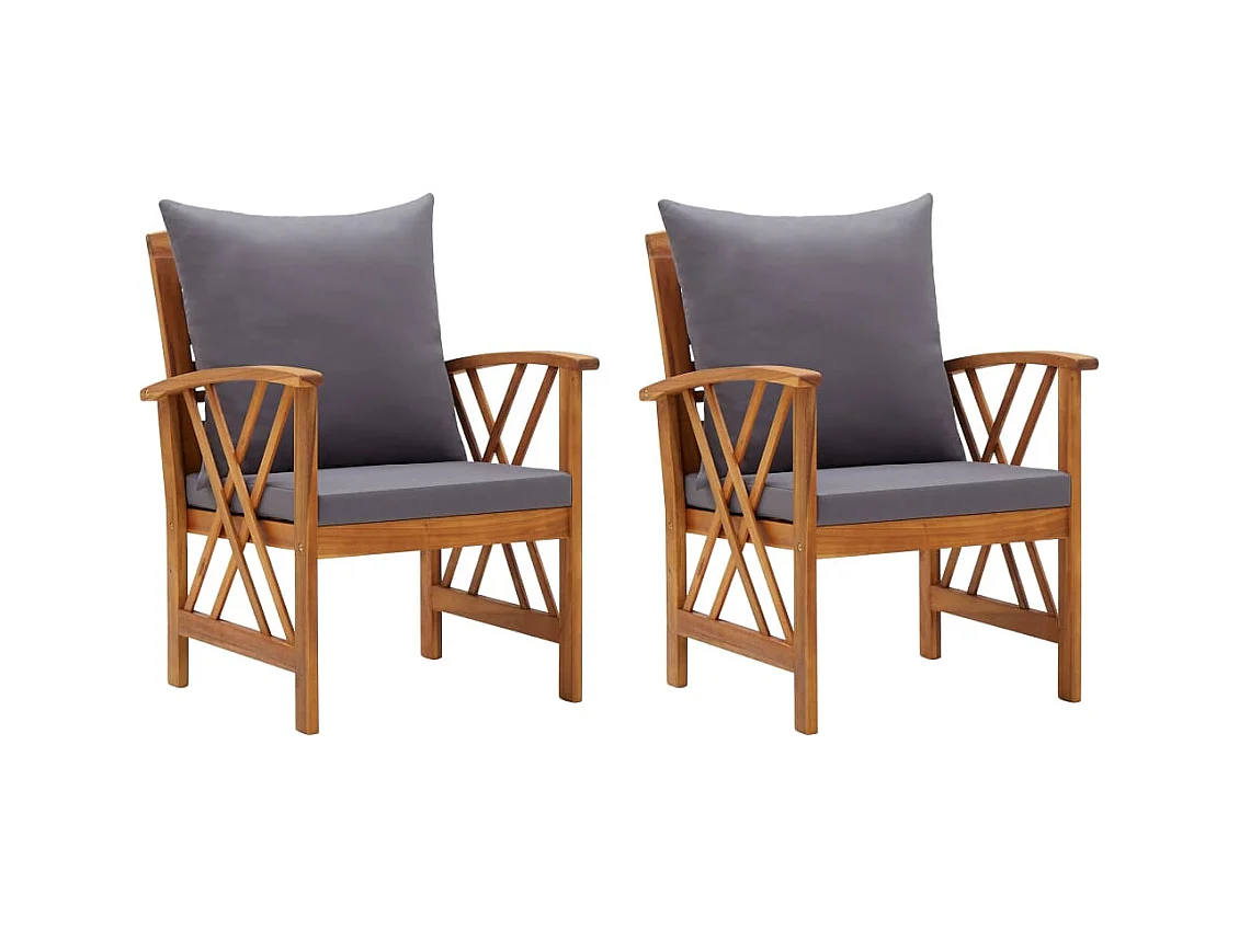 Chaises de jardin avec coussins lot de 2 Bois d'acacia massif