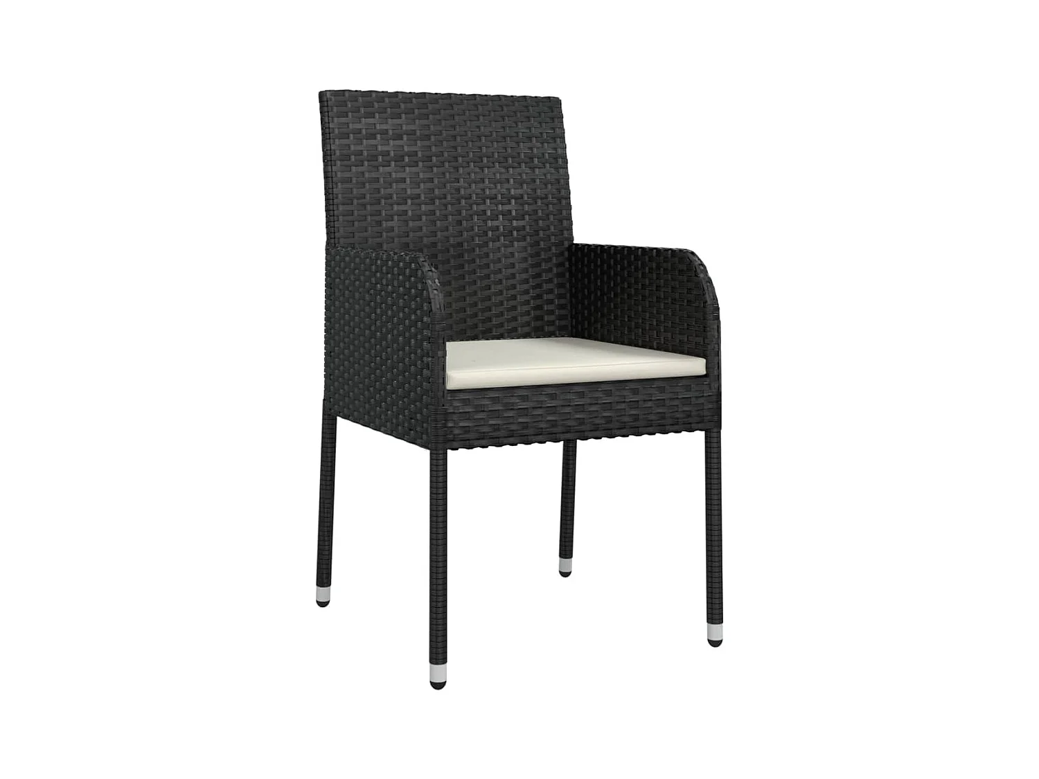 Chaises de jardin lot de 4 avec coussins Résine tressée Noir