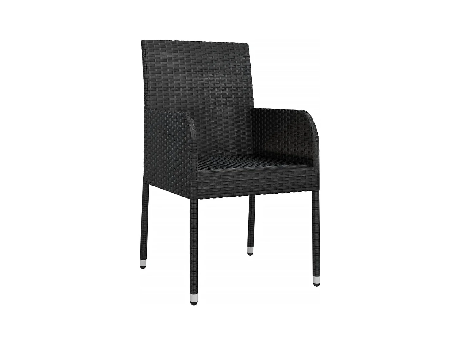 Chaises de jardin lot de 4 avec coussins Résine tressée Noir