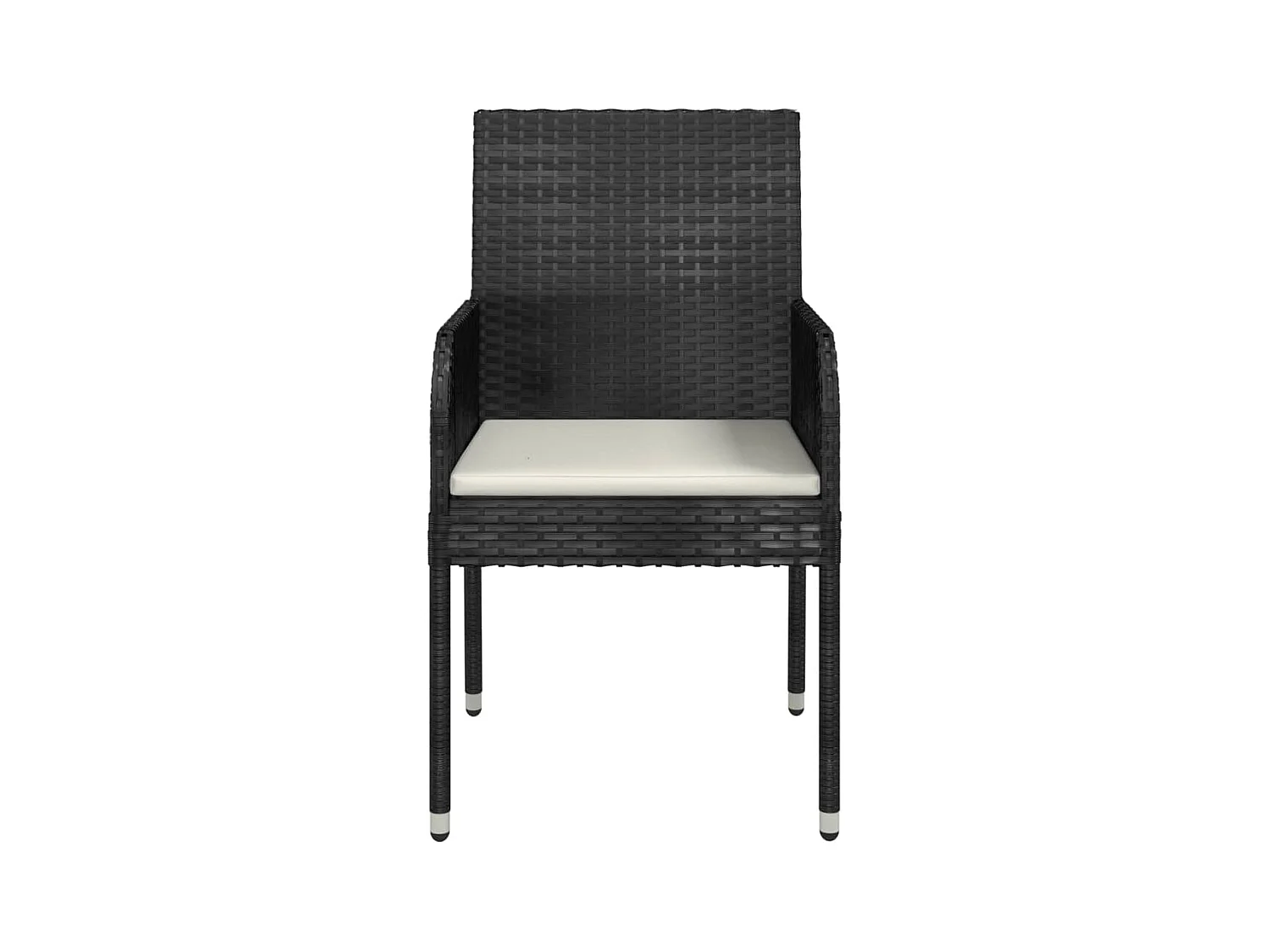 Chaises de jardin lot de 4 avec coussins Résine tressée Noir