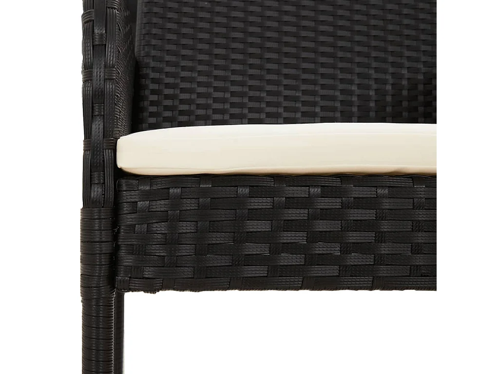 Chaises de jardin lot de 4 avec coussins Résine tressée Noir