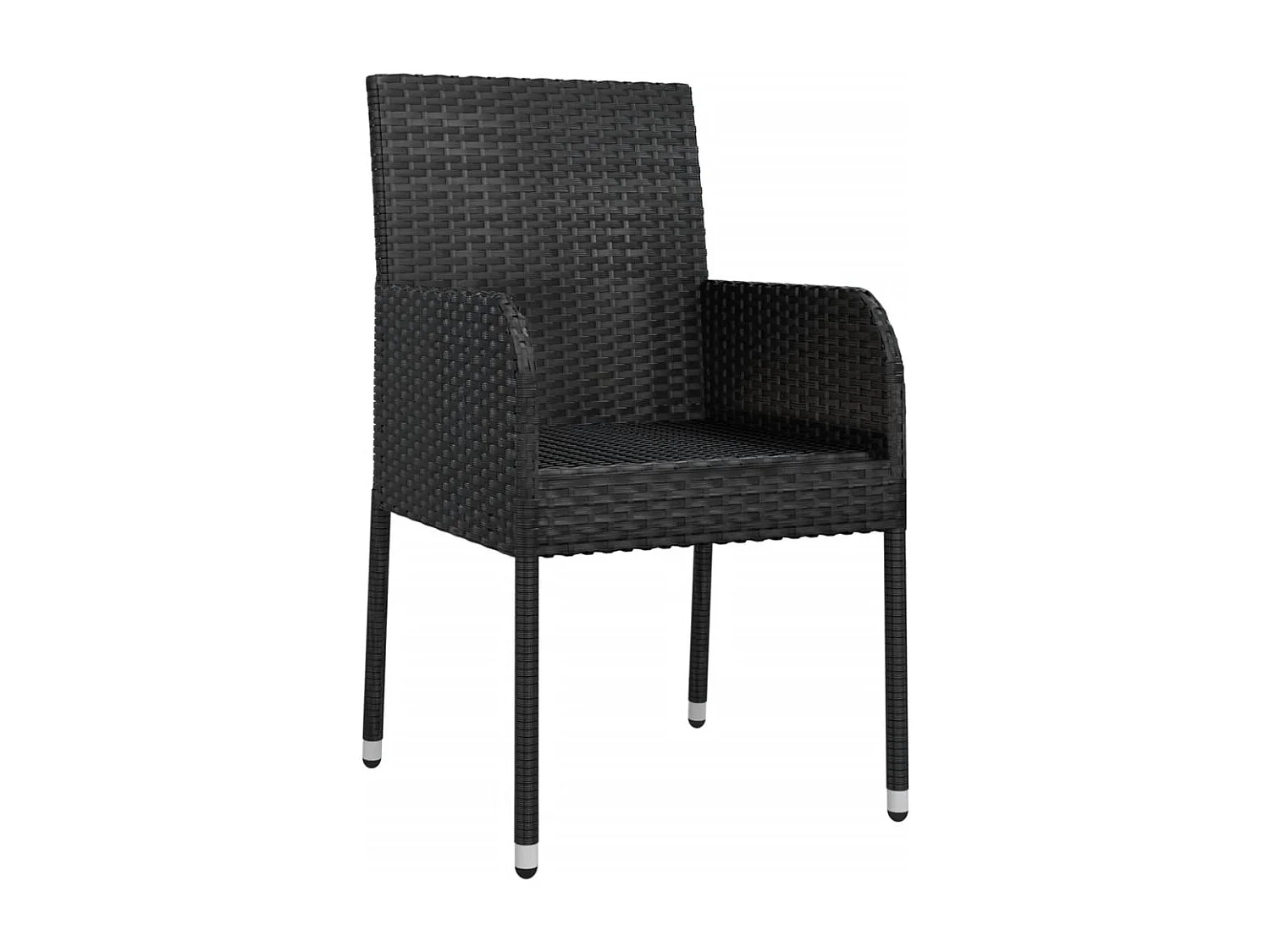 Chaises de jardin lot de 4 avec coussins Résine tressée Noir