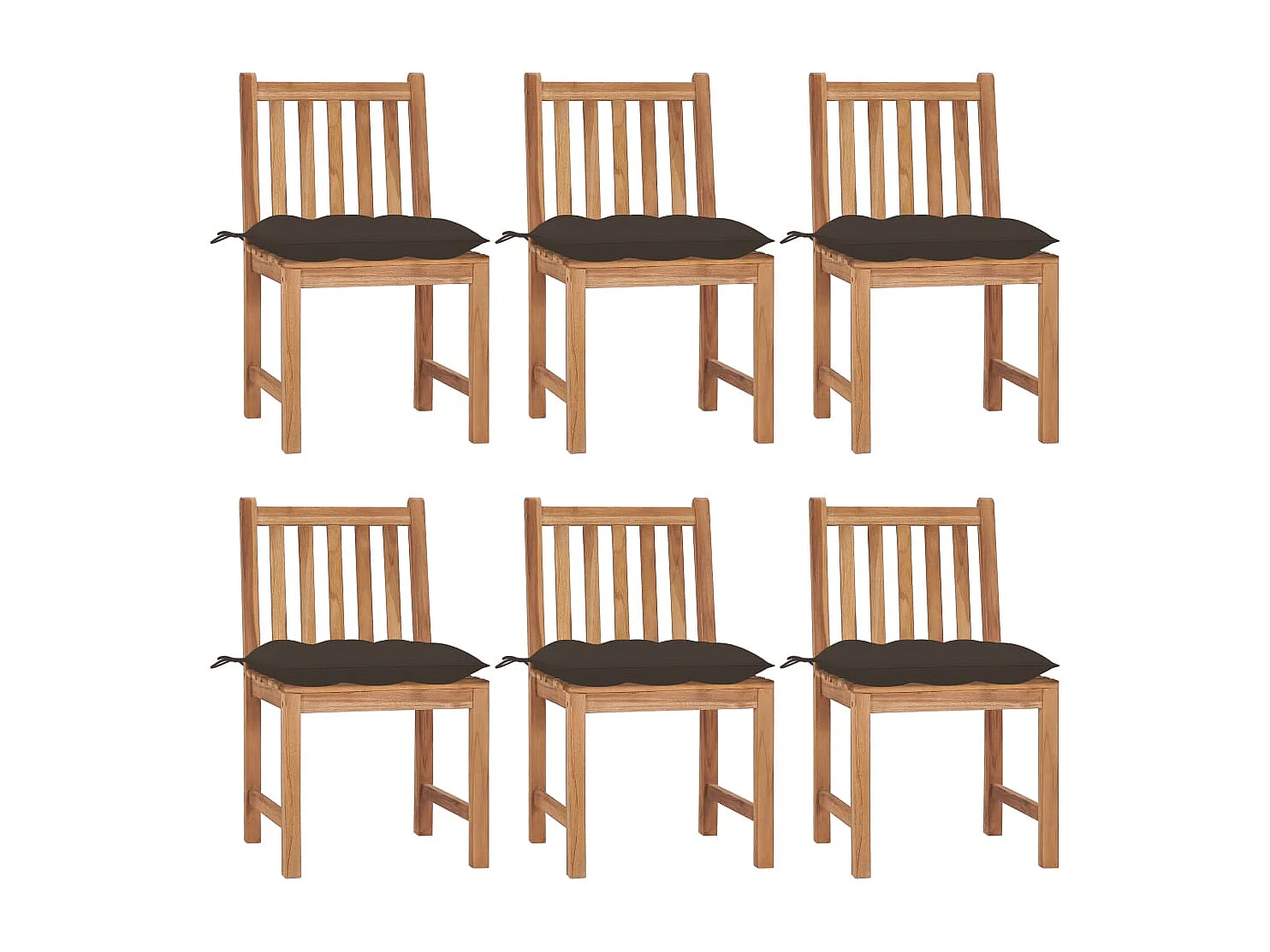Chaises de jardin lot de 6 avec coussins Bois de teck massif